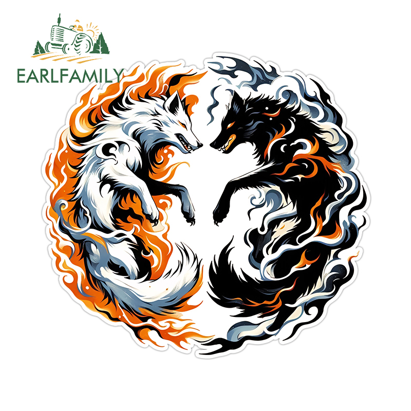 Car Accessories Racing - EARLFAMILY Yingyang Wolf Creative Car Stickers