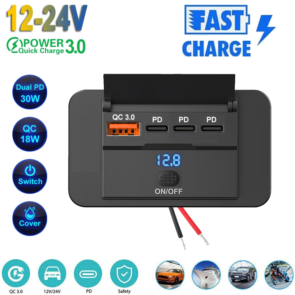 Car Accessories Qc - 2025 4 Ports 12V RV USB