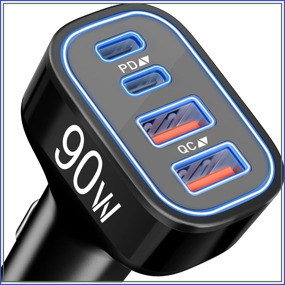 Car Accessories Qc - 90W 4-Port Fast USB-C Car Charger,
