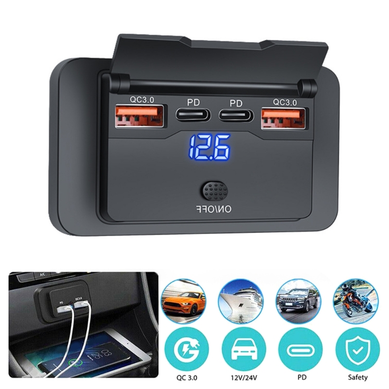 4 Ports Dual PD Dual QC 3.0 US - Car Accessories Qc review and price