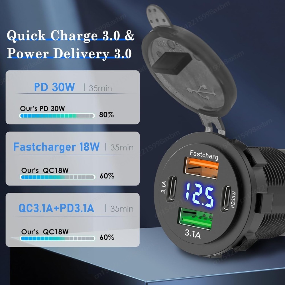 12V QC3.0 USB-C Outlet Socket  - Car Accessories Qc review and price