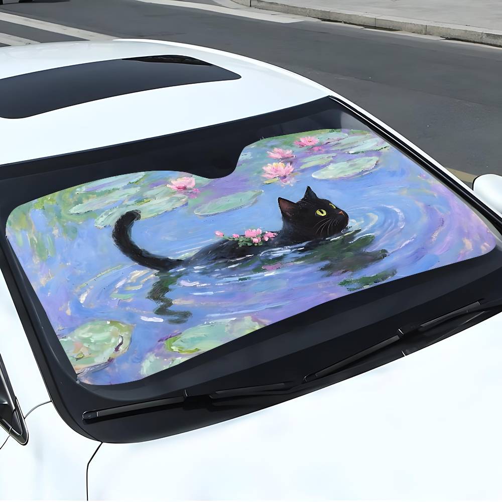 Cartoon Cat In Lotus Leaf Car  - Car Accessories Window review and price