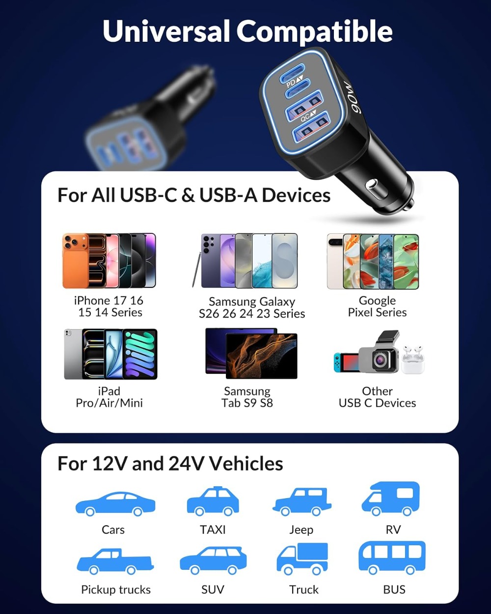 90W 4-Port Fast USB-C Car Char - Car Accessories Qc review and price
